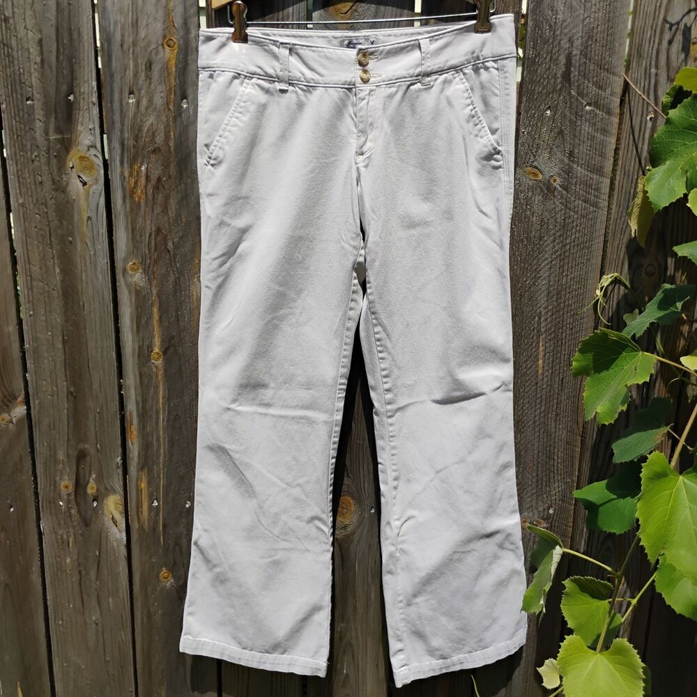 Vtg Y2K American Eagle Low Rise Flare Artist Khaki Pants Stretch Size 8 x30" Ins